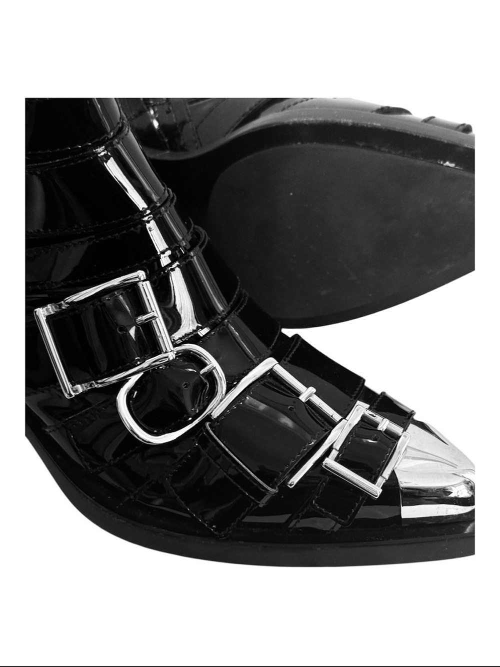 Alexander McQueen Strappy Punk Ankle Bootie in Black & Silver NWOB Size 37 US 7 - Picture 13 of 13